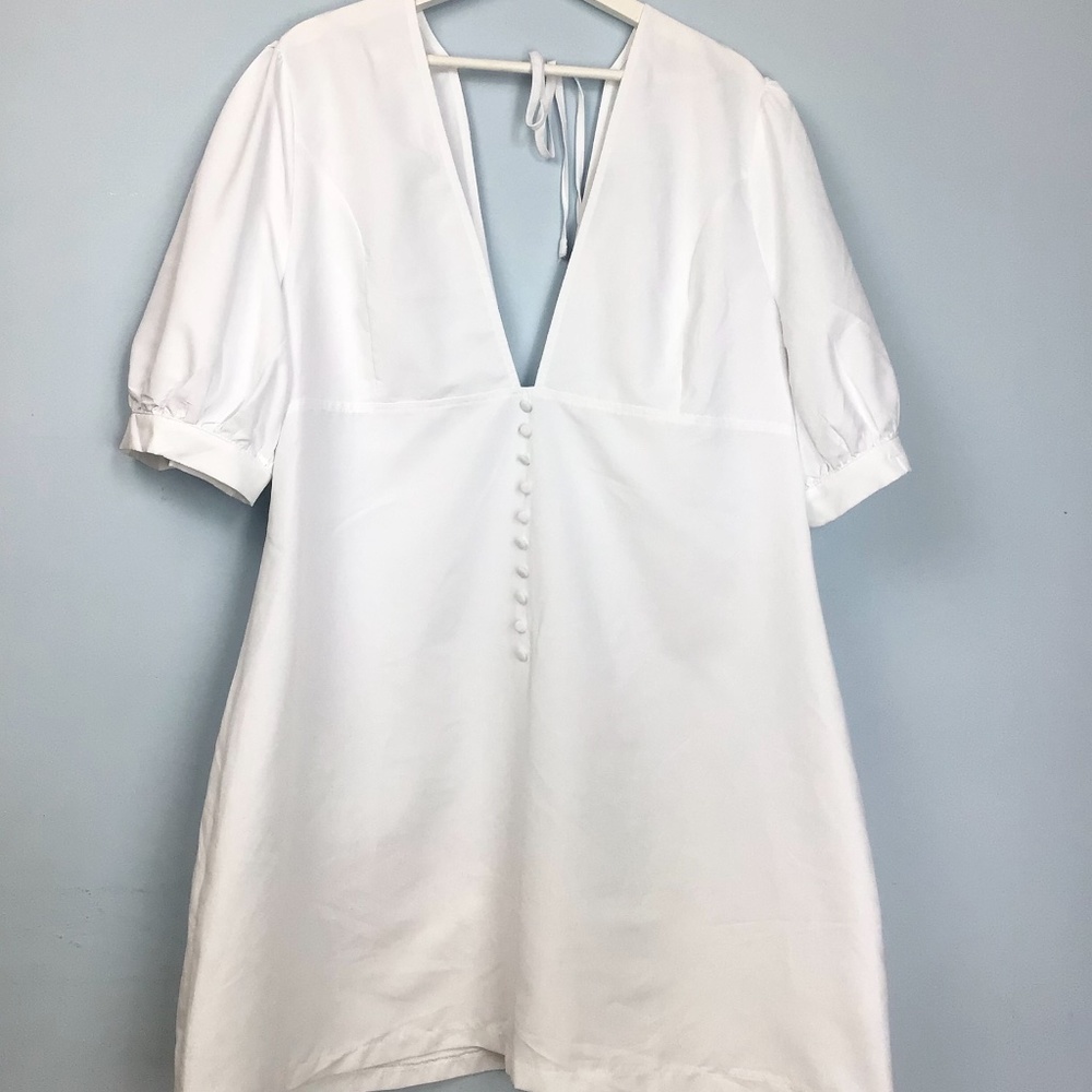 BooHoo White Puff Sleeve Dress